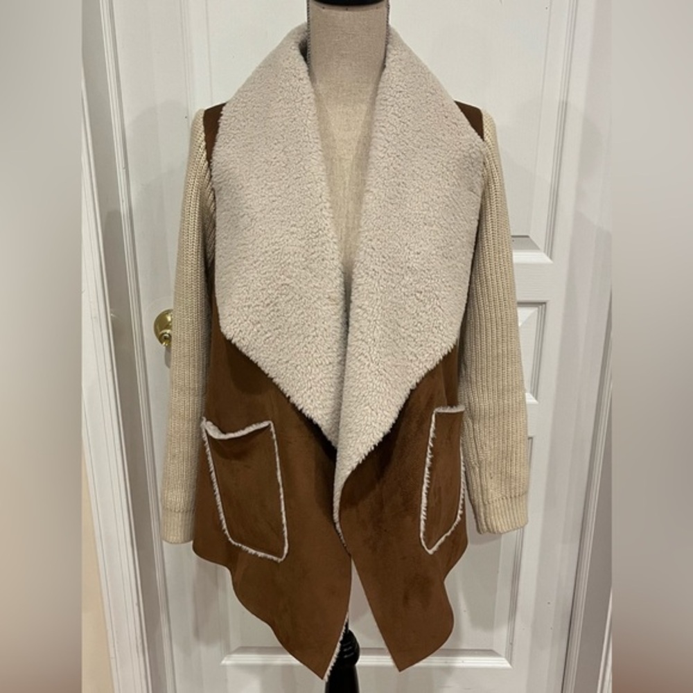 Anthropologie shearling / knit jacket